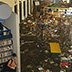 View of destruction in the main reading room of the Biloxi (Miss.) Public Library after Hurricane Katrina, taken from a second-floor balcony. Photo taken on Sept. 14, 2005.