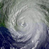 Satellite image of Hurricane Katrina as it comes ashore.